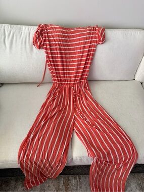 Striped Orange Wide-Leg Jumpsuit